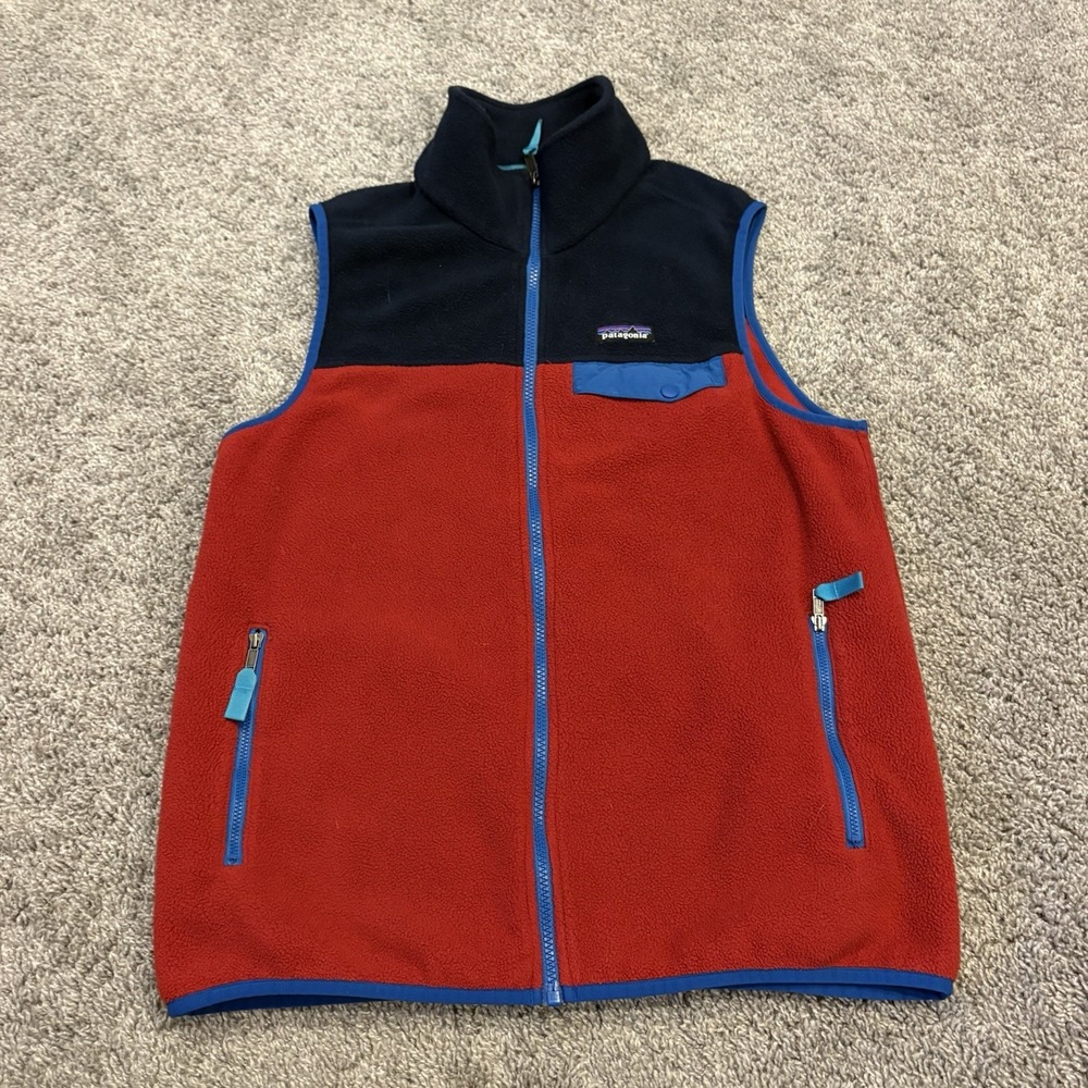Patagonia Mens Synchilla Snap-T Full Zip Fleece Vest Sz Medium Color Block Rare